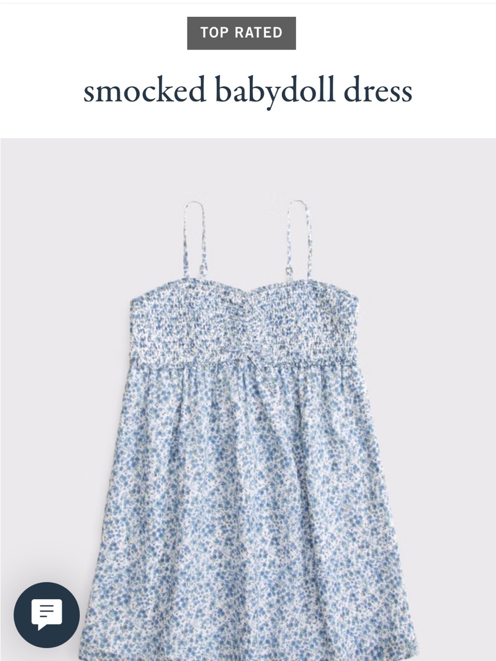Abercrombie & Fitch Blue Floral Smocked Babydoll Dress